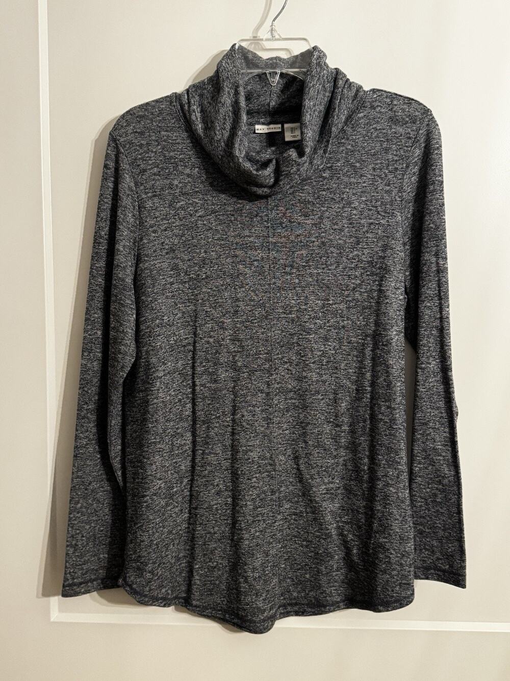 Max Studio Long Sleeve Cowl Neck Sweater Gray Sz L LagenLook Casual Fall Winter